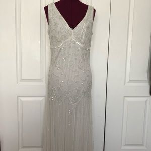 Pisarro Nights white beaded gown